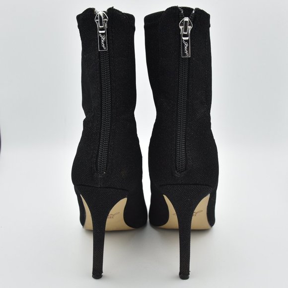 Jewel Badgley Mischka Eva Pointed Toe Black Sparkly Heeled Ankle Booties, Size 7 - Picture 5 of 14